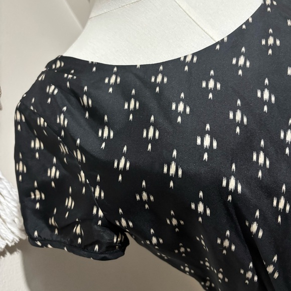 J. Crew Black Silk Mini Dress Short Sleeve Round Neck Size 6 - Picture 3 of 10